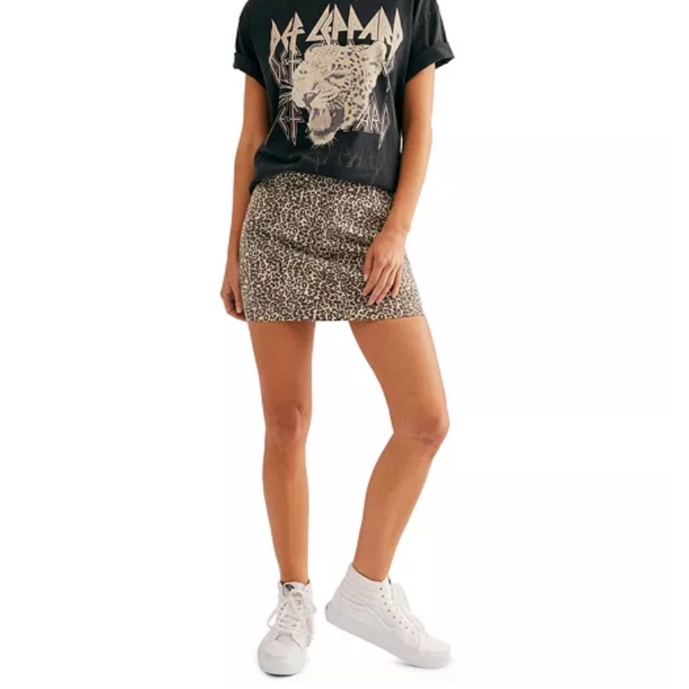 Free People NWT Modern Femme Leopard Mini Skirt Sz. 6
